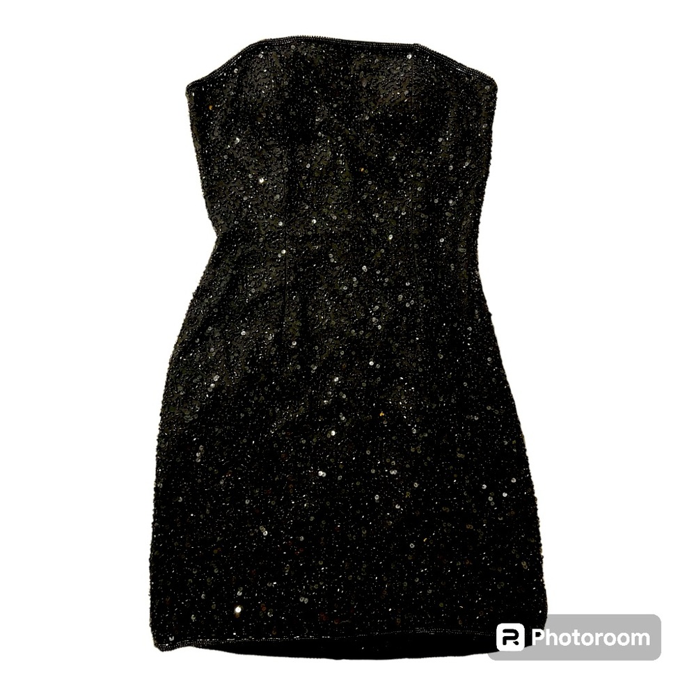 Black sequin cocktail dress